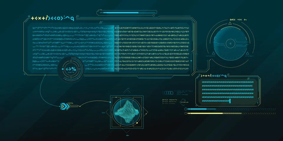 Sci-fi HUD interface for data research. 스톡 일러스트