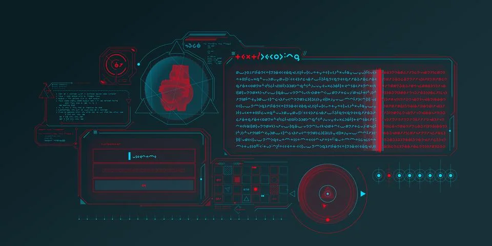 Sci-fi HUD interface for data research. Stock Illustration