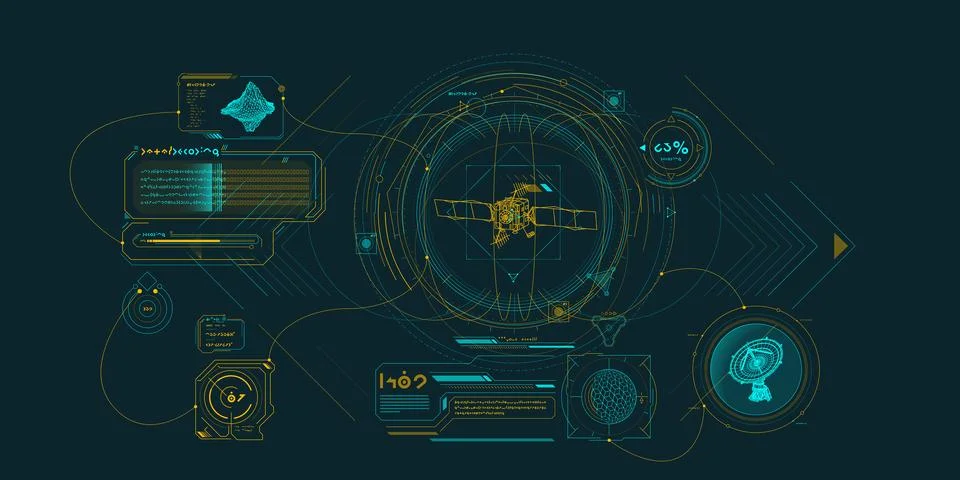 Sci-fi HUD interface for data research. Stock Illustration