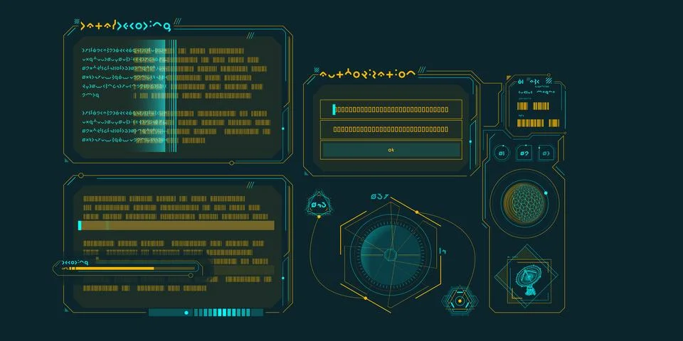 Sci-fi HUD interface for data research. Stock Illustration