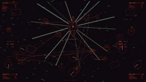 Sci-fi HUD interface displaying primary crystal analysis with rainbow light.. Stock Footage 334106321