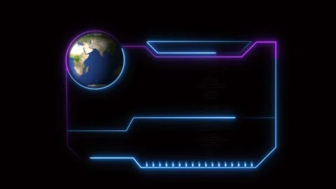 Sci-fi HUD interface with earth and code in neon light. HUD interface sci-f.. Stock Footage 337129863