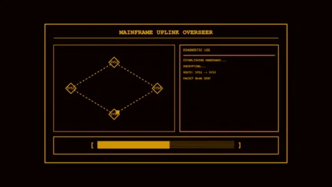 Sci-Fi HUD Mainframe Uplink Interface Animation Stock-Footage 347013279