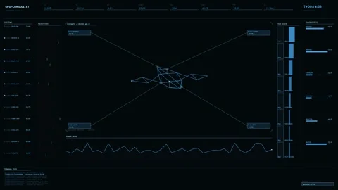 Sci-fi HUD mission control console featuring telemetry data diagnostics and.. Stock Footage 334111052