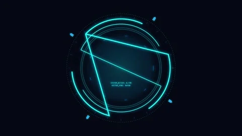 Sci Fi HUD progress circular interface with data and glowing geometric overla Stock Footage 336882696