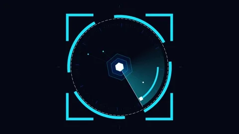 Sci Fi HUD progress futuristic blue circular radar scanning interface for Stock Footage 346514757