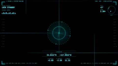 Sci-Fi HUD Robot Visor Drone POV Looped Overlay Stock Footage 339911650