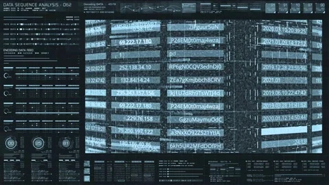 Sci Fi, HUD screen, data sequence analysis animation in 4k resolution Stock Footage