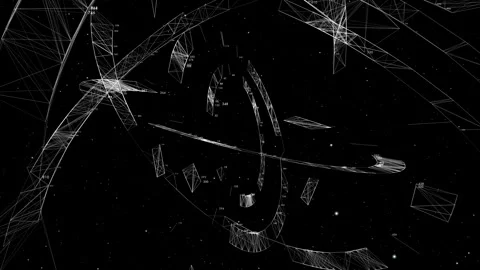 Sci-Fi HUD Spacecraft Navigation and AI Target Acquisition Stock-Footage 345936649