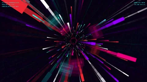 Sci-Fi HUD Warp Tunnel Neon Magenta Loop Motion Graphic Background Stock Footage 341834779