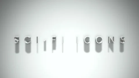 Sci fi icons 3D title animation with shadows on a white background Stock Footage 297905564