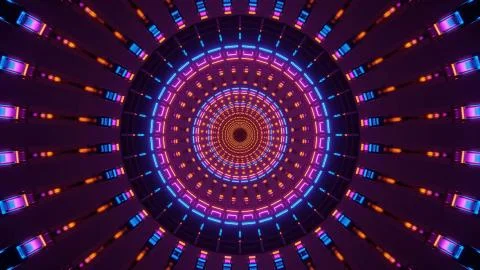 Sci-fi Illuminating Laser Circular Loop 4k uhd 3d illustration background Stock Illustration