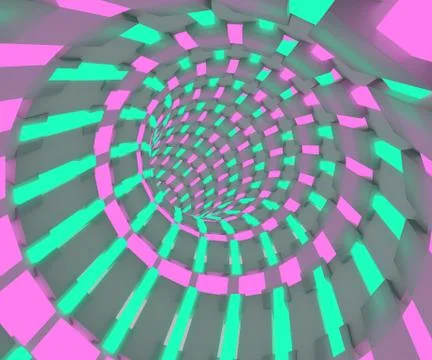 Sci-fi illustration of a flight through tunnel. Neon tube 3D render design Illustrazione stock