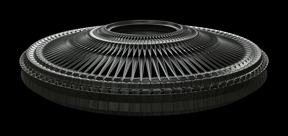 Sci-Fi Industrial Element Isolated On Black Background Illustrazione stock