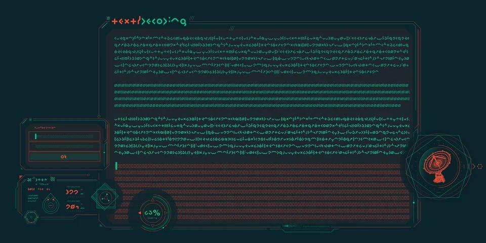 Sci-fi interface of data decoding program. Stockillustratie