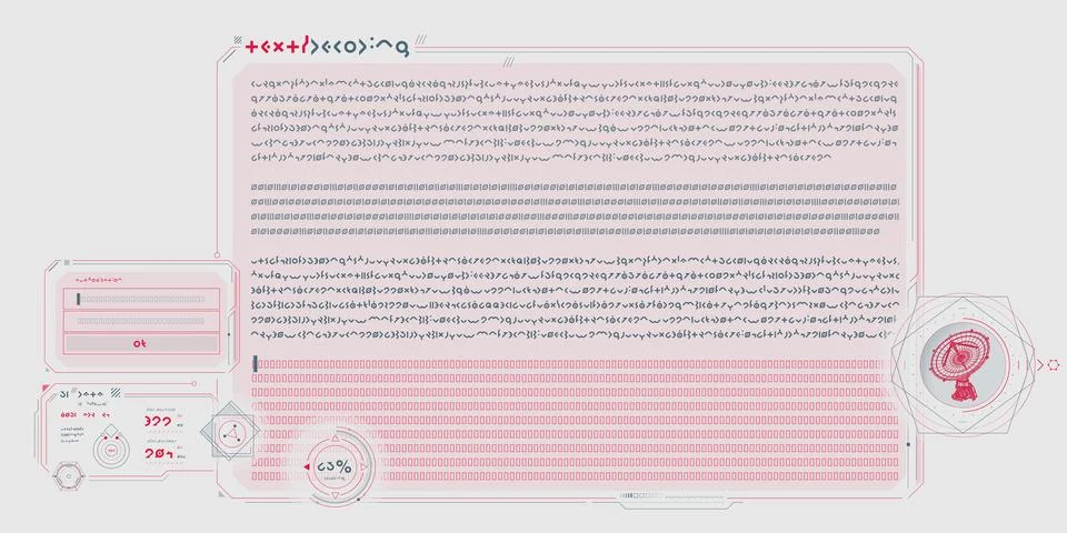 Sci-fi interface of data decoding program. 스톡 일러스트