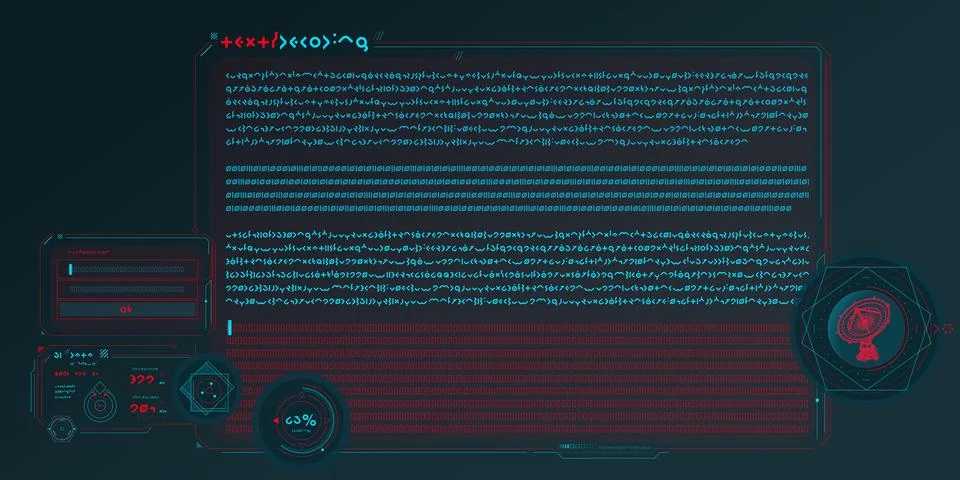 Sci-fi interface of data decoding program. 스톡 일러스트