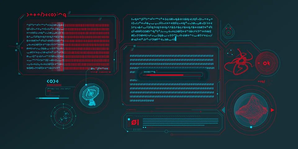 Sci-fi interface of data decoding program. Stockillustratie