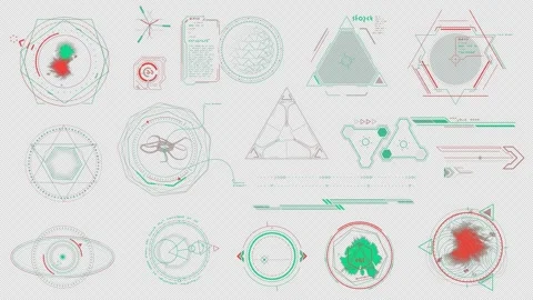 Sci-fi interface elements on the alpha channel. Stock Footage 245252889