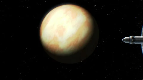 Sci-fi interplanetary spaceship on Venus background 스톡 동영상 90526594