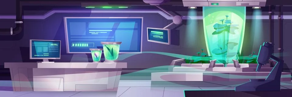 Sci-fi laboratory inside spacecraft Stock Illustration