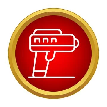 Sci fi laser gun blaster weapon icon in a red circle Stock Illustration