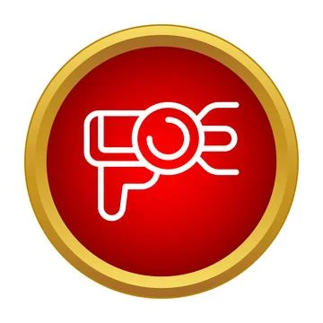 Sci fi laser gun weapon icon on red button イラスト素材