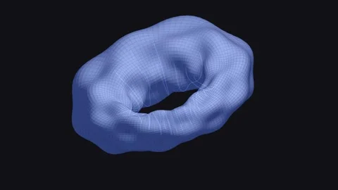 Sci-Fi Liquid Wireframe Donut Shape Organic Motion Graphics Loop Stock-Footage 341634504