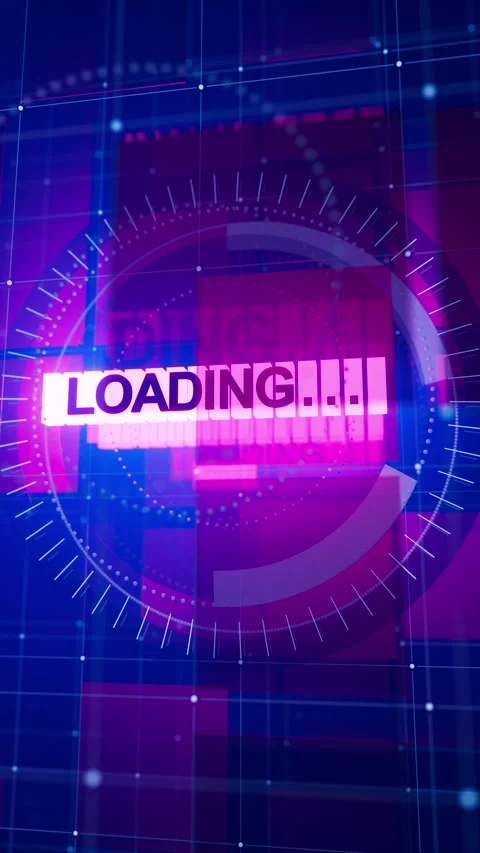 Sci Fi loading screen with neon lights and digital grid. Video stock 315524803
