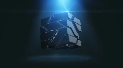 Sci-Fi Logo Reveal Cube Black 库存影片 34619094