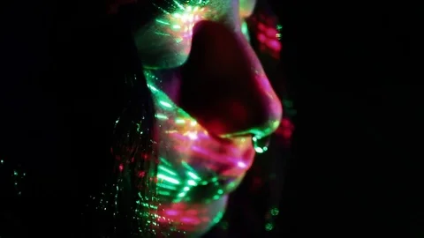 Sci-fi looking shot of lights on face Stock Footage 80806906