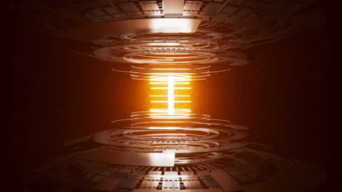 Sci Fi loop showing radiant energy center with metallic rings. Stock Footage 315525812