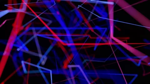 Sci-fi looped background, abstract hologram. Multicolor neon glow lines form Stock Footage 140275001