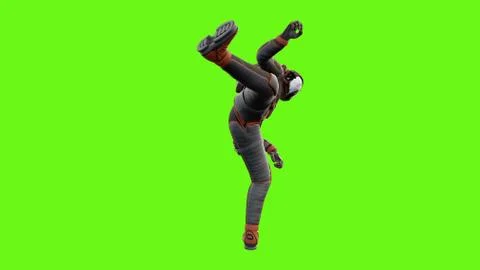 Sci fi man fights on green screen Stock Illustration