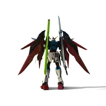 Sci-fi mech soldier standing on a white background. Military futuristic robot Stock Illustration