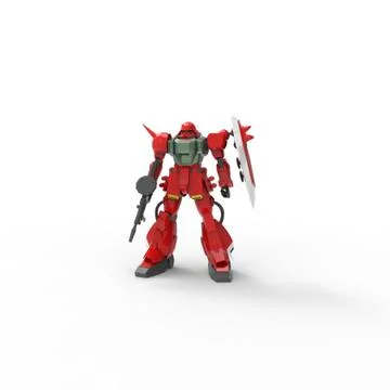 Sci-fi mech soldier standing on a white background. Military futuristic robot Stock Illustration