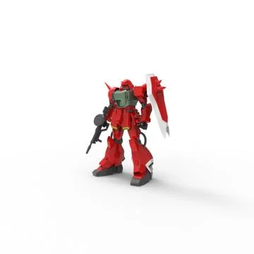 Sci-fi mech soldier standing on a white background. Military futuristic robot Stock Illustration