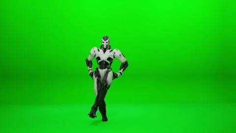 Sci-Fi Mecha Dance on Chroma Key Stock Footage 321943059