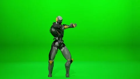 Sci-Fi Mecha Dance on Chroma Key Stock Footage 322218506