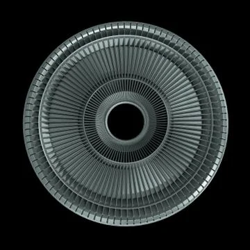 Sci-Fi Mechanical, Robotic Gear Isolated On Black Background Illustrazione stock