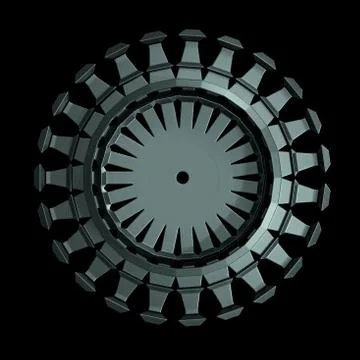 Sci-Fi Mechanical, Robotic Gear Isolated On Black Background Stock Illustration
