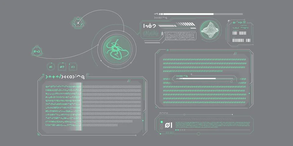 Sci-fi medical research program interface. 스톡 일러스트