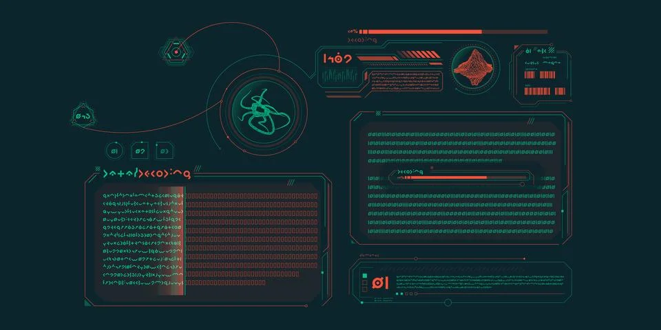 Sci-fi medical research program interface. 스톡 일러스트