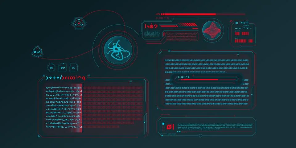 Sci-fi medical research program interface. 스톡 일러스트