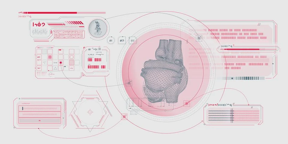 Sci-fi medical research program interface. 스톡 일러스트