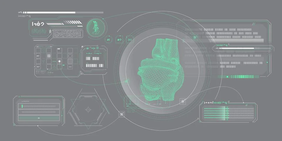 Sci-fi medical research program interface. Stockillustratie