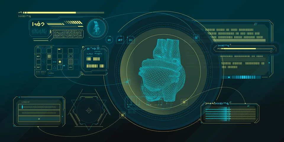Sci-fi medical research program interface. Stockillustratie