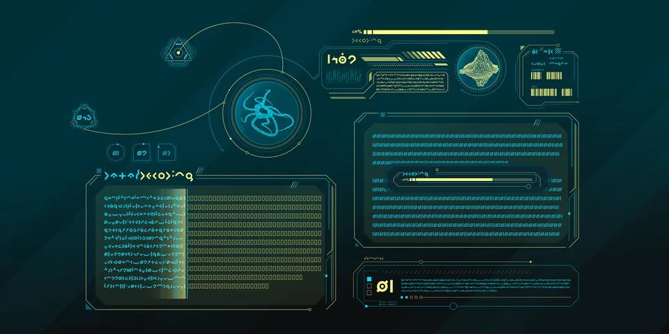 Sci-fi medical research program interface. 스톡 일러스트
