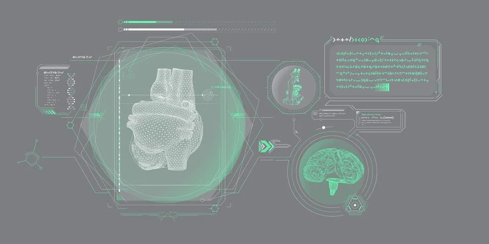 Sci-fi medical research program interface. Stockillustratie