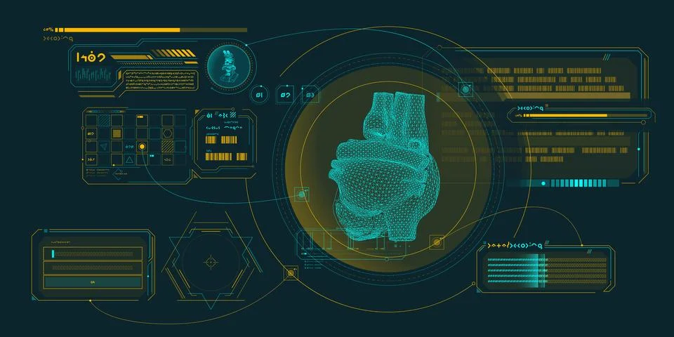 Sci-fi medical research program interface. 스톡 일러스트